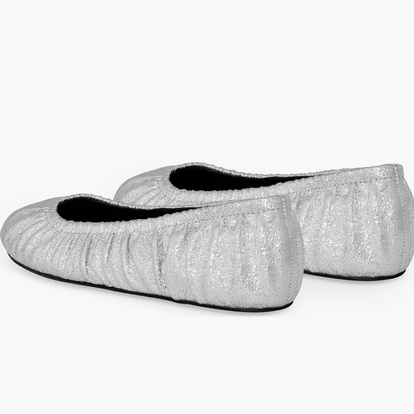 NIB Rebecca Minkoff Silver Ruched Ballet Flats Size 8 - Picture 3 of 8